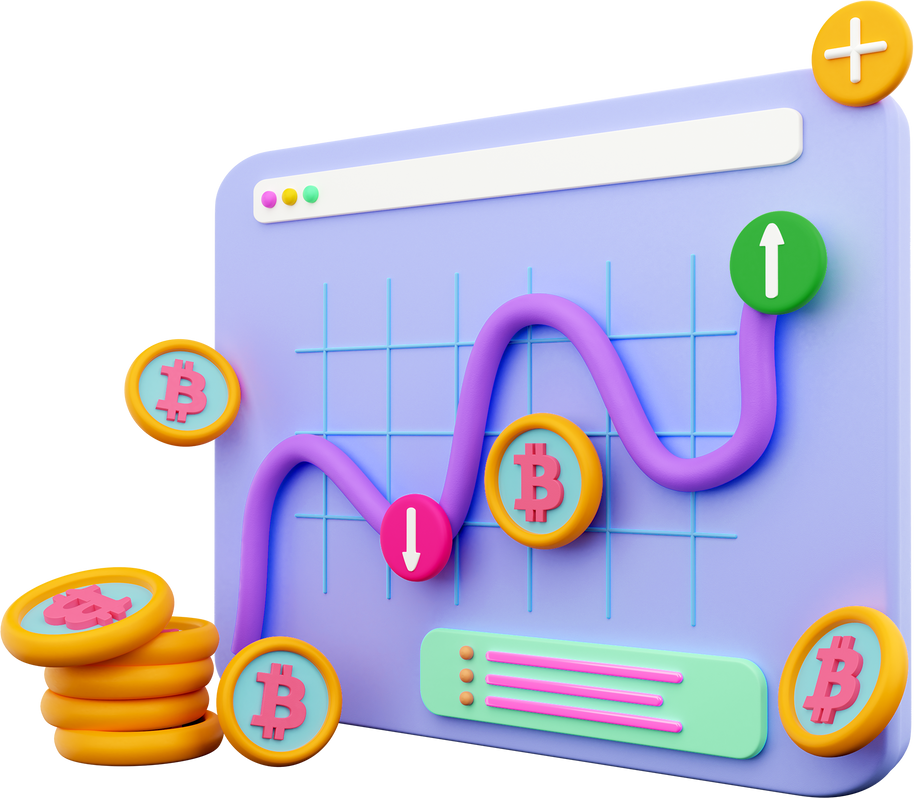 3D Cryptocurrency Trading Illustration