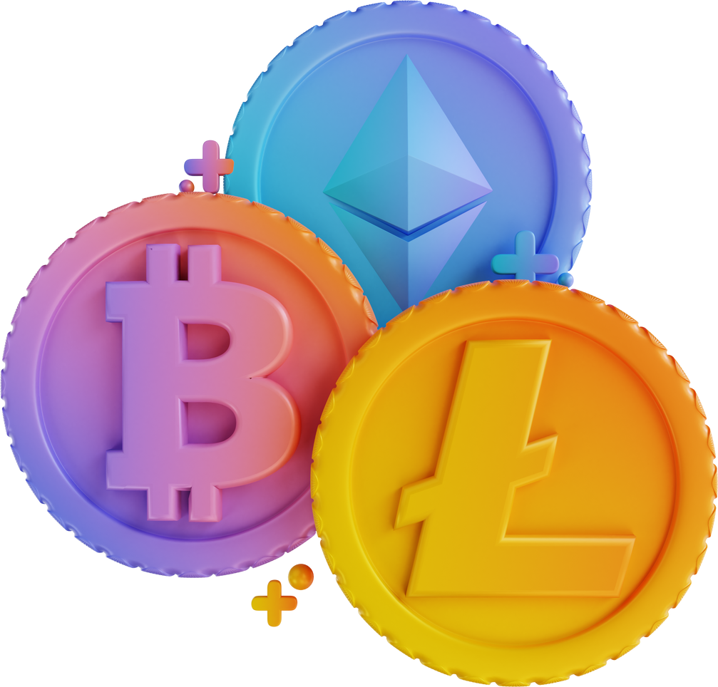 3D illustration cryptocurrency