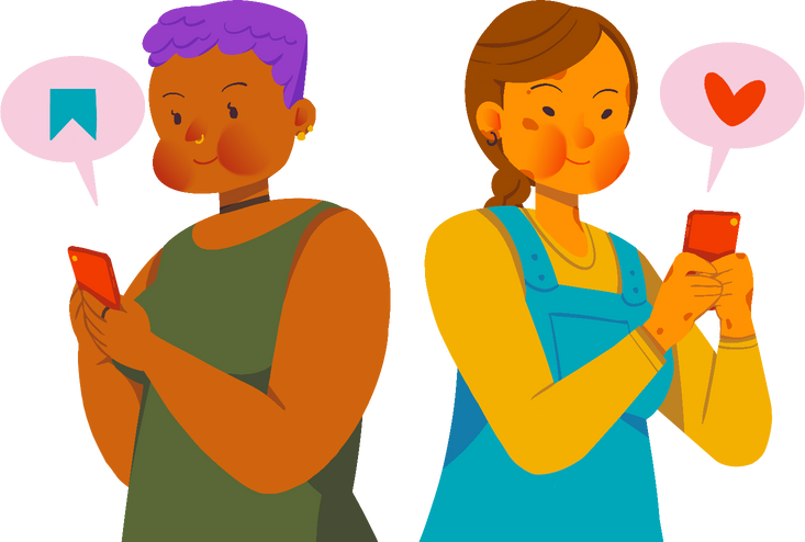 Gradient People on Social Media Women Using Smartphones