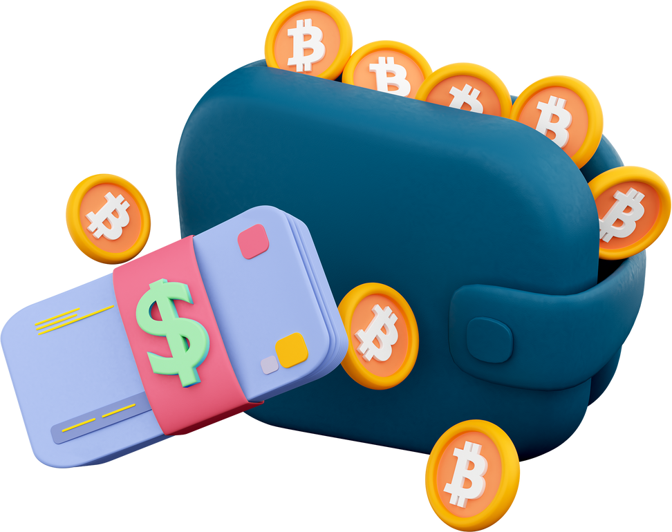 3d Wallet with Cash Illustration